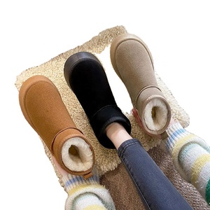 Bottes de neige mi-mollet pour femmes, en cuir véritable, doublées, légères, respirantes, chaudes, confortables, antidérapantes, pour l'hiver froid - Product Image 1