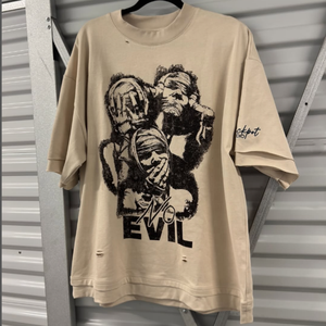 Logo personnalisé 100% coton été lavage à l'acide vaporisateur double manches en détresse impression haute couture décontracté surdimensionné T-shirts pour hommes - Product Image 1