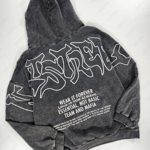 Sweat à capuche unisexe épais 360 g/m² 100 % coton personnalisé, haute qualité, délavé à l'acide, imprimé sérigraphié, col rond, coupe classique, longueur standard, finition brute - Product Image 3