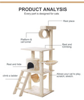 Meilleure vente Alibaba, fabricant OEM en bois, vente en gros, meubles personnalisés pour chat de compagnie, seau maison arbre à chat