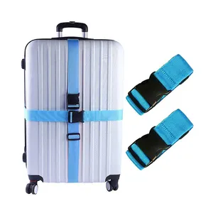 Custom Sublimated Print Logo Suitcase Belt Tsa Lock Buckle Elastic Nylon Polyester Adjustable Travel Luggage Belt Strap