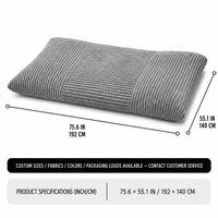 Moderner grauer breiter gerippter Cord-Sitzsack, faltbar, 2-in-1 Schlafsofa, vakuumkomprimiert, rahmenlose Lounge-Sitzgelegenheit für Zuhause
