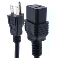 Cordon d'alimentation CA robuste pour UPS/PDU/PSU, 6 pieds, Nema 5-15P vers C19, 13A 125V, SJT 16AWG 16A, couleur noire