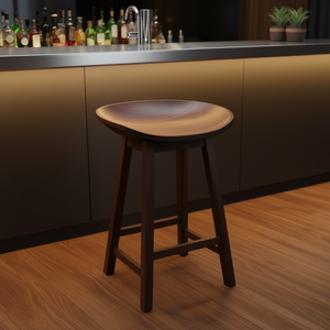 Tabouret de bar Katashi en noyer, design en forme d'éventail, tabouret de comptoir moderne pour la décoration de bar - Product Image 2