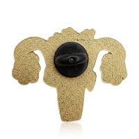 Broche en métal émaillé dur électroplaqué, motif utérus floral, avec citation 'Grow Pair', pour infirmière féministe, sensibilisation à la santé des femmes, style antique