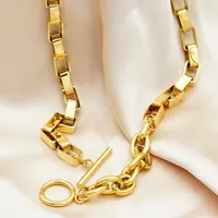 Colar corrente dourada de joias, conjunto de corrente de ouro 18k, aço inoxidável