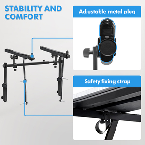Support de <span class=keywords><strong>clavier</strong></span> <span class=keywords><strong>double</strong></span> pour piano, robuste avec roulettes et patins, support de <span class=keywords><strong>clavier</strong></span> réglable, compatible avec les claviers de piano 54, 61, 88 touches - Product Image 4
