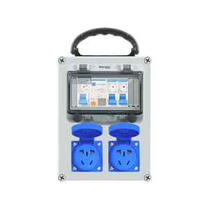 200x150x100mm IP65 Electrical Enclosure – Built-in 1P+N 32A RCD and Dual 5-pin 10A Industrial Sockets for Outdoor Use - Product Image 1