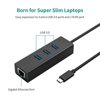 Hub con 3 puertos USB 3,0 tipo C a RJ45, Hub con 10/100/1000 Lan RJ45 Gigabit Ethernet, Adaptador de red, precio de fábrica