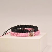 Pulsera de Proyección de Fotos Personalizada, Chapada en Oro, de Acero Inoxidable, con Cuerda Tejida a Mano para Hombre, con Foto Personalizada