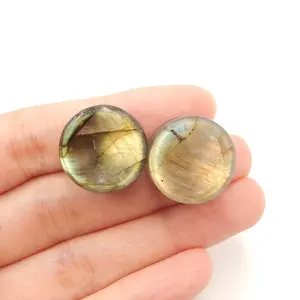 Tùy Chỉnh Quà Tặng Đặc Biệt 16 Mét Labradorite Pha Lê Ear Phích Cắm Đá Tự Nhiên Piercing Body Jewelry Đá Cắm Tunnel Ear Đo