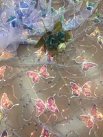 Prix de gros dentelle maille sequin tissu de broderie à la main papillon sequin tissu pour femmes vêtements