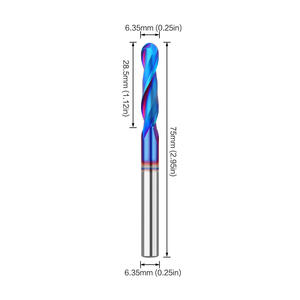 8mm Shank TCT Mortising <strong>CNC</strong> Nano Blue Ball Nose End Mill 1/4 <strong>Router</strong> <strong>Bit</strong> <strong>Set</strong> <strong>2</strong>-bladed Top Spin Ball Headed Straight Wood Cutter - Product Image 5