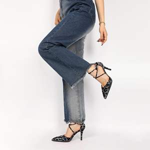 Chaussures habillées pour femmes à talons hauts, escarpins à talons aiguilles, ornées de perles, à brides croisées à la cheville, bout pointu, talon D'Orsay - Product Image 5