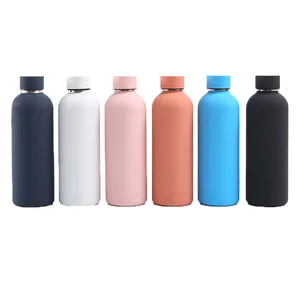Custom 350ml 500ml 750ml קטן פה ספורט גומי צבע נירוסטה מים בקבוק כפול קיר ואקום מבודד בקבוק