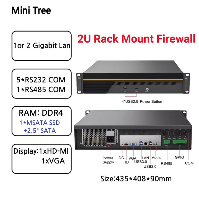 2U Industrial Computer Rack Ros Soft Router 6*2.5G NIC 6*COM Serial Port Win10 Linux Centos Host C612 Chip Firewall VPN