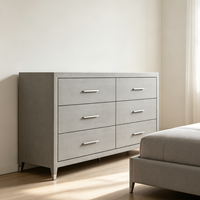 Commode à 6 tiroirs en cuir gaufré personnalisée, finition écologique, style classique et luxueux, pour aménageurs intérieurs