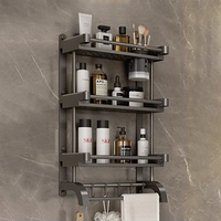Estante de Baño Moderno de Acero de Tres Niveles para Montar en la Pared, Resistente al Agua y Duradero, para Uso en Hoteles