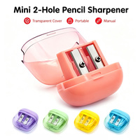 Coupe-crayons manuel mini double trou avec collecteur de copeaux intégré, vente en gros, fournitures scolaires en vrac, cadeau promotionnel