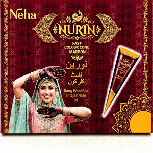 NEHA Maroon Mehndi Cone Ready to Use Waterproof Long Lasting Henna Paste for Bridal <b>Body</b> <b>Art</b> and Wedding - Product Image 1
