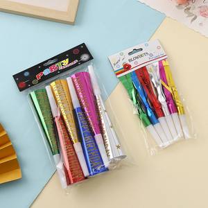 Cornes de fête brillantes en feuille métallique imprimées Joyeux Anniversaire, bruiteurs scintillants pour enfants, anniversaires, baby shower, mariages, fournitures de fête - Product Image 3