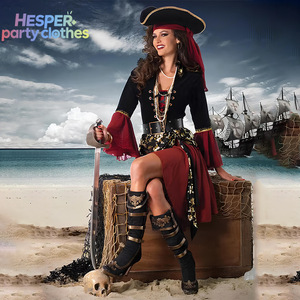 Costume de pirate HESPER pour femme adulte, inspiré de Jack Sparrow, pour Halloween, Noël, fêtes, avec robe et cape, pirates des Caraïbes - Product Image 1