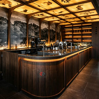 Design d'intérieur de café moderne et luxueux, décoration, mobilier de café, comptoir de bar en pierre de marbre artificielle, mobilier LED