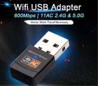Adaptateur Wifi USB double bande 600M AC 2.4G+5.8G, carte réseau sans fil, mini récepteur Wifi USB pour ordinateur de bureau, ordinateur portable