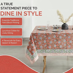 Nappe en coton imprimée à la main, style bohème, pour <span class=keywords><strong>mariage</strong></span>, festival, <span class=keywords><strong>décoration</strong></span> <span class=keywords><strong>de</strong></span> <span class=keywords><strong>salle</strong></span> à manger, rectangulaire, ronde, lavable, unique - Product Image 4