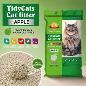 Litière pour chat parfumée à la pomme, sans poussière, sable de bentonite naturel, sable de zéolite mélangé pour chats - Product Image 1