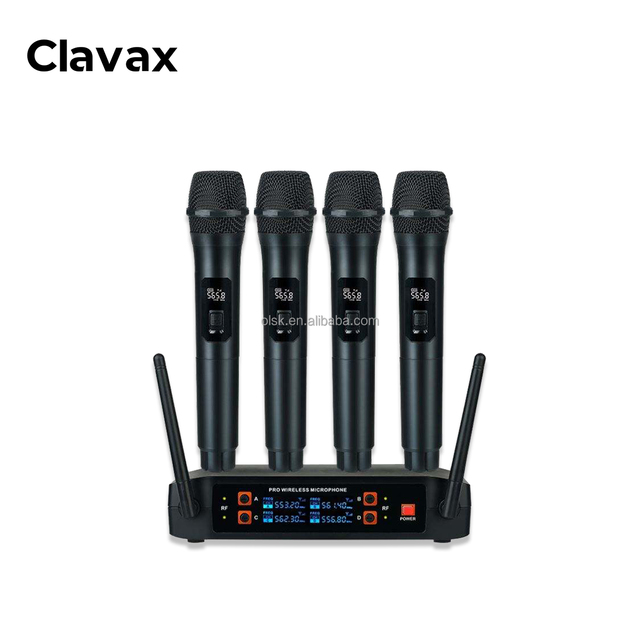 Clavax CLPM-K8 4-Channel VHF Fixed Frequency Handheld Microphone System Professional Wireless for Karaoke Parties Noise
