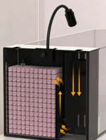 Aquarium compact intégré amélioré 2025 - Verre ultra-clair Jingjin, filtre inférieur et latéral, aquascaping pour salon