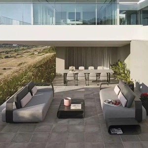 Ensemble de canapés modulaires en aluminium pour l'extérieur, tissu imperméable, canapé de salon design pour patio, combinaison de canapés - Product Image 1