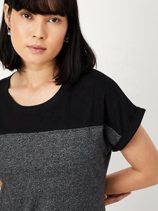 EVER GLOW Women's Asymmetric Color Blocked Cap Sleeve T-Shirt Knitted <b>Turtleneck</b> Breathable Regular Fit Summer Logo Anti-UV - Product Image 6