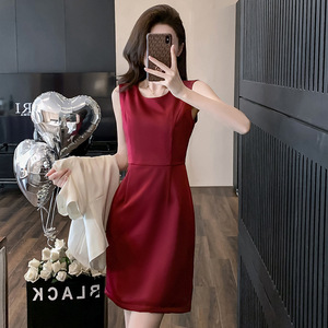 Women's Chiffon Two-Piece Suit <b>Set</b> Half Sleeve Solid Color Red Dress With <b>Blazer</b> 2025 Summer High-End Fashion - Product Image 2