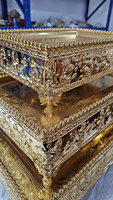 Groothandel Luxe Arabische Metalen Ijzer Dessertbord Goud Snack Serveerschaal Droog Fruit Decoratie Dienblad Met Deksel
