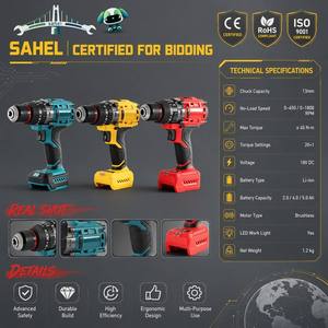 <span class=keywords><strong>Perceuse</strong></span> électrique sans balais 13 mm, 150 N.m, haute puissance, <span class=keywords><strong>perceuse</strong></span> à percussion 3-en-1 avec mandrin métallique pour chantier - Product Image 1