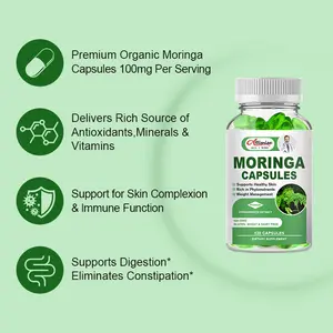 Vente en gros OEM 60pcs capsules d'extrait de feuille de Moringa bio suppléments à base de plantes