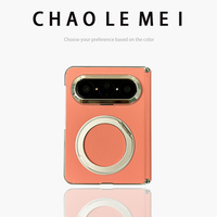 Étui pour téléphone Huawei PuraXMax, béquille rotative, protection d'écran intégrée, coque de protection en cuir véritable électroplaqué