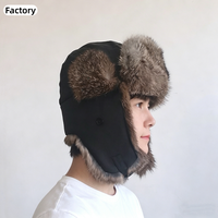 Chapeau de ski en fourrure de lapin véritable pour homme, style russe, avec cache-oreilles, pour l'hiver, la pêche et la neige, vente en gros directe usine, échantillon disponible