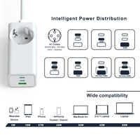 Protecteur de surtension 4000W haute puissance avec 3 ports Gan 65w PD chargeur rapide EU KR prise bande prise murale adaptateur secteur chargeur téléphone