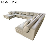 Villa Salon Ensemble de canapés sectionnels en cuir de grande taille en forme de U Canapé d'angle modulaire de luxe Ensemble de meubles Canapé chaise moderne