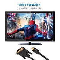 Câble Mini DP vers DVI, compatible avec le port Thunderbolt, plaqué or