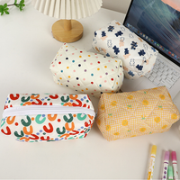 Trousse de Maquillage Matelassée Florale en Polyester avec Fermeture Éclair pour Femmes, avec Compartiment pour Rouge à Lèvres et Écouteurs