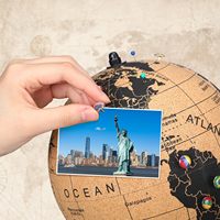 Globe moyen naturel personnalisé décor de voyage carte punaise pour les voyageurs carte du monde 3D carte du monde en bois liège carte du monde