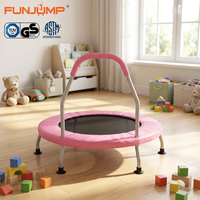 Trampolin Mini Anak 36 Inci dengan Pegangan Pengaman, Tali Bungee, Desain Hemat Ruang, dan Peredam Suara untuk Kebugaran di Dalam Ruangan