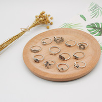 Ensemble de bagues vintage en argent, forme de disque, feuilles, renard, éléphant, cactus, hirondelle, 12 pièces, alliage, pour femme