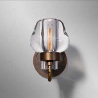 Applique murale LED moderne de luxe en bronze et cuivre avec abat-jour en cristal K9, 2 têtes, pour salon et chevet