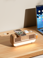 2026 Hadiah Natal Terbaik Desain Klasik Speaker BT 6 in 1 Pengisi Daya Nirkabel Magnetik Lampu dengan Jam Alarm & Radio FM