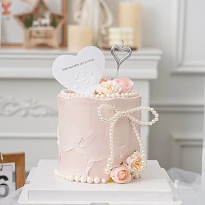 Pearl Bow Cake Decoration Heart Shape Plastic Reusable For Birthday Mother's Day Women's Day Valentine'S Day - Product Image 3